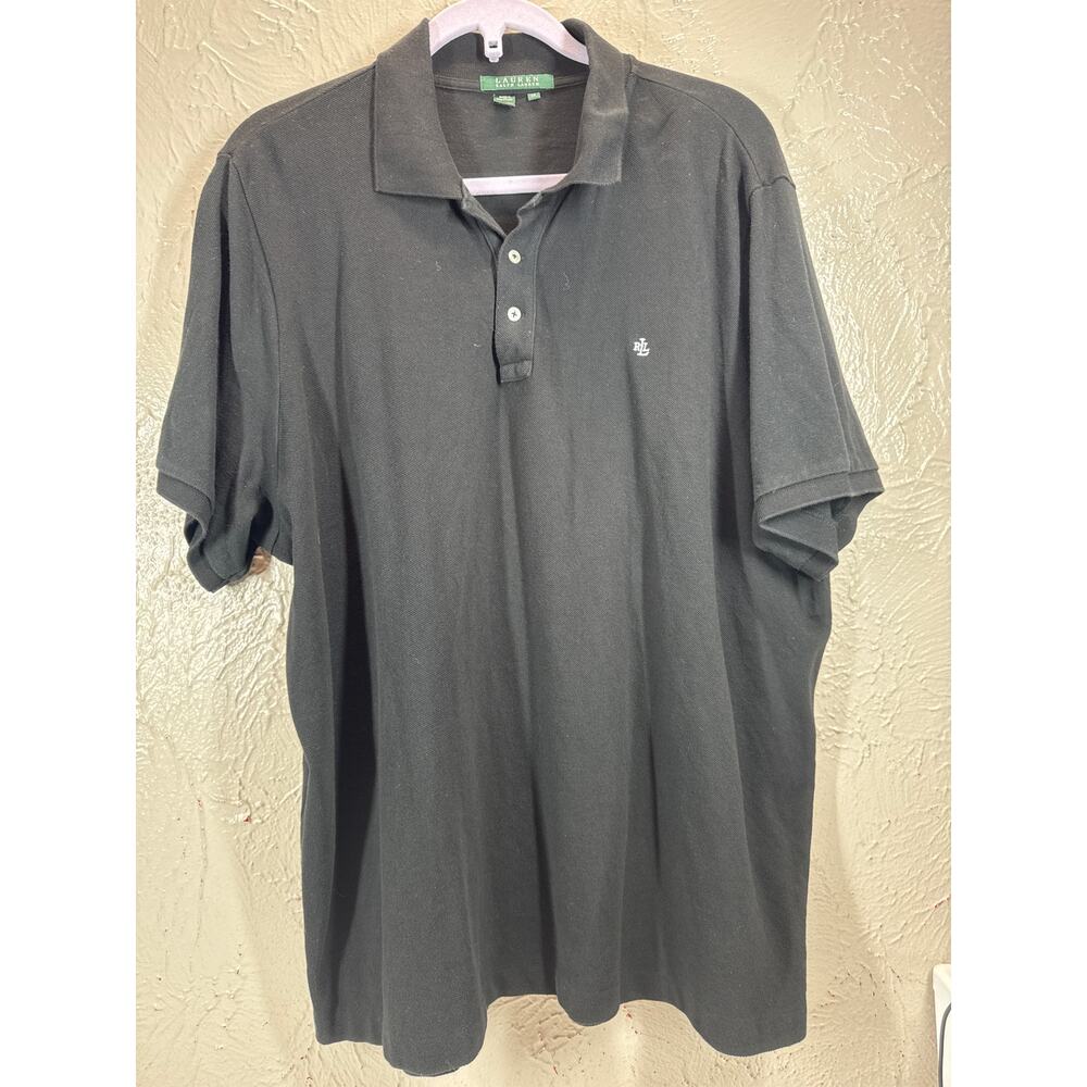 Lauren Ralph Lauren Polo‎ Shirt Men's Big Black Cotton Green Label Size 2X Big